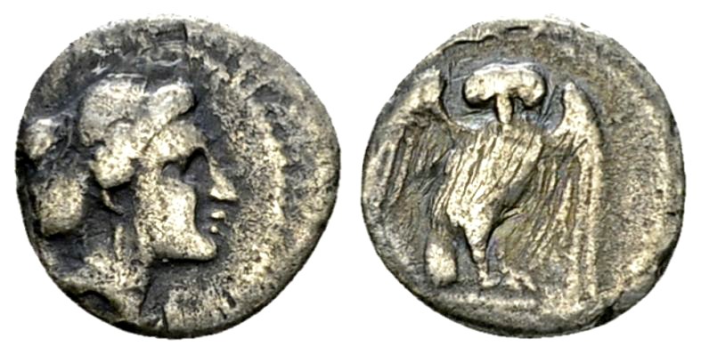 Velia AR Obol, c. 300-280 BC, rare 

Lucania, Velia . AR Obol (10 mm, 0.87 g),...