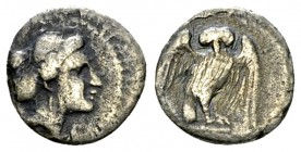 Velia AR Obol, c. 300-280 BC, rare 

Lucania, Velia . AR Obol (10 mm, 0.87 g), c. 300-280 BC.
Obv. Head of nymph to right, wearing sakkos.
Rev. [Υ...