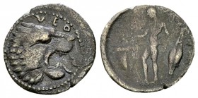 Leontinoi AR Litra, c. 450-440 BC 

Sicily, Leontinoi . AR Litra (13-14 mm, 0.72 g), c. 450-440 BC.
Obv. ΛEO (retrograde), Head of roaring lion to ...