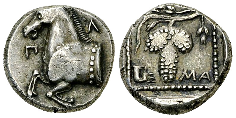 Maroneia AR Tetrobol, c. 395-386/5 BC 

 Maroneia , Thrace. AR Tetrobol (13 mm...