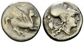 Leucas AR Stater, c. 350-320 BC 

 Acarnania, Leucas . AR Stater (20 mm, 8.36 g), c. 350-320 BC.
Obv. Pegasos flying right, Λ below.
Rev. Head of ...