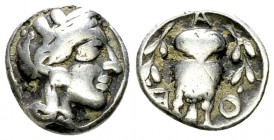 Athens AR Hemidrachm, c. 454-404 BC 

Attica, Athens . AR Hemidrachm (12-13 mm, 2.07 g), c. 454-404 BC.
Obv. Helmeted head of Athena right, with fr...