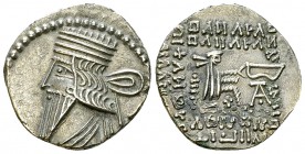 Artabanos II AR Drachm 

Parthian Kingdom. Artabanos II . (75-62 BC). AR Drachm (20 mm, 3.68 g). 
Obv. Bust left.
Rev. Arsakes I seated right on t...