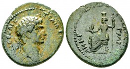 Traianus AE21, Gabala 

 Traianus (98-117 AD). AE21 (8.82 g), Seleucis and Pieria, Gabala, dated 143/128 = 98 AD.
Obv. NEΡ KAIC TΡAIA CEB ΓEΡ, Laur...
