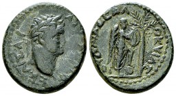 Titus AE22, Caesarea Maritima 

 Titus as Caesar (69-79 AD). AE22 (7.95 g), Judaea, Roman administration, Caesarea Maritima, c. 71-73 AD.
Obv. AYTO...
