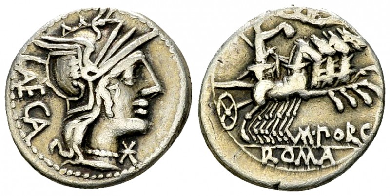 M. Porcius Laeca AR Denarius, 125 BC 

 M. Porcius Laeca. AR Denarius (18-19 m...