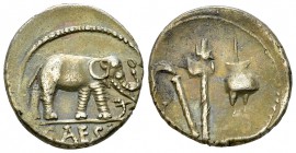 C. Iulius Caesar AR Denarius, 49-48 BC 

 C. Julius Caesar. AR Denarius (18 mm, 3.72 g), 49-48 BC., military mint moving with Caesar.
Obv. CAESAR, ...