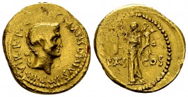 Marcus Antonius Aureus, 41 BC, extremely rare 

 Marcus Antonius . Aureus (20 mm, 7.93 g), mint moving with Marcus Antonius 41 BC.
Obv. M·ANTONIVS·...