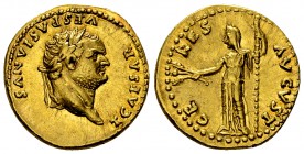 Titus Aureus, 77/78 AD, very rare 

Vespasianus (69-79 AD) for Titus Caesar . Aureus (18-19 mm, 7.41 g), Rome, 77/78 AD.
Obv. T CAESAR VESPASIANVS,...