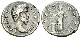 Aelius AR Denarius, Pietas reverse 

 Aelius Caesar (136-138 AD). AR Denarius (17-18 mm, 3.27 g), Roma.
Obv. L AELIVS CAESAR, bare head to right.
...