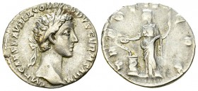Commodus AR Denarius, Salus reverse 

 Commodus (177-192 AD). AR Denarius (17-18 mm, 3.06 g), Rome, 177 AD.
Obv. IMP CAES L AVREL COMMODVS GERM SAR...