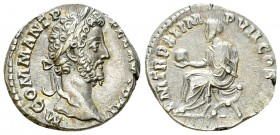 Commodus AR Denarius, Emperor reverse 

 Commodus (177-192 AD). AR Denarius (17 mm, 2.55 g), Rome, 185 AD.
Obv. M COMM ANT P FEL AVG BRIT, laureate...