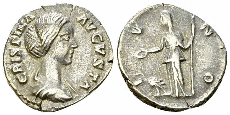 Crispina AR Denarius, Iuno reverse 

Commodus (177-192 AD) for Crispina . AR D...