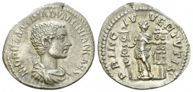 Diadumenianus AR Denarius 

 Diadumenianus (217-218 AD). AR Denarius (18-20 mm, 2.58 g), Rome.
 Obv. M OPEL ANT DIADVMENIAN CAES, bare-headed, drap...