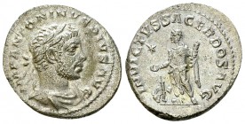 Elagabalus AR Denarius, Invictus Sacerdos reverse 

 Elagabalus (218-222 AD). AR Denarius (18-20 mm, 3.06 g), Rome.
Obv. IMP ANTONINVS PIVS AVG, La...