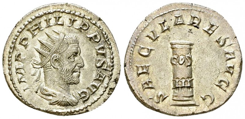 Philip I AR Antoninianus, Saeculares reverse 

 Philippus I Arabs (244-249 AD)...