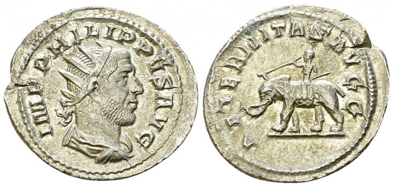 Philip I AR Antoninianus, Elephant reverse 

 Philip I. Arabs (244-249 AD). AR...