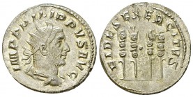 Philip I AR Antoninianus, Fides Exercitus reverse 

 Philippus I Arabs (244-249 AD). AR Antoninianus (21-22 mm, 3.57 g), Rome, 247-249.
Obv. IMP PH...