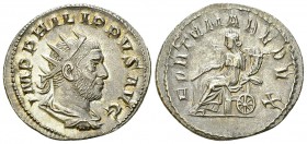 Philip I AR Antoninianus, Fortuna reverse 

 Philip I. Arabs (244-249 AD). AR Antoninianus (22-23 mm, 3.92 g), Rome.
Obv. IMP PHILIPPVS AVG, Radiat...