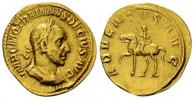 Traianus Decius Aureus, Adventus reverse 

 Trajan Decius (249-251 AD). Aureus (19-20 mm, 4.10 g), Rome.
Obv. IMP C M Q TRAIANVS DECIVS AVG, laurea...