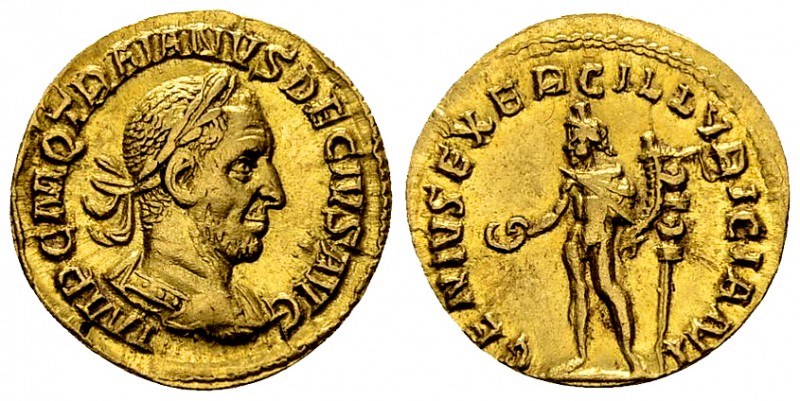 Traianus Decius Aureus, Genius Exerc Illyriciani reverse 

 Trajan Decius (249...