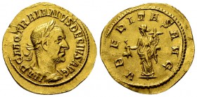 Traianus Decius Aureus, Uberitas reverse 

 Trajan Decius (249-251 AD). Aureus (20-21 mm, 4.86 g). Rome.
Obv. IMP C M Q TRAIANVS DECIVS AVG, Laurea...