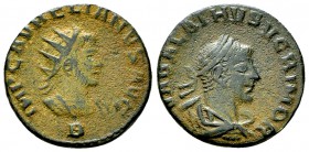 Aurelian and Vabalathus AE Antoninianus 

 Vabalathus (268-272 AD), for and with Aurelianus (270-275 AD). AE Antoninianus (19 mm, 3.21 g), Antioch, ...