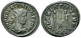Carinus AE Antoninianus, Cyzicus 

 Carinus (283-285 AD). AE Antoninianus (21-24 mm, 4.14 g), Cyzicus.
Obv. IMP M AVR CARINVS P F AVG, radiate and ...