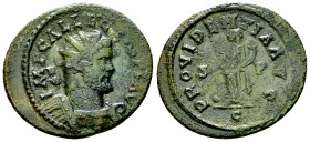Allectus AE Antoninianus, Camulodunum 

 Allectus , Romano-British Usurper (293-296 AD). AE Antoninianus (21-24 mm, 4.88 g), Camulodunum.
Obv. IMP ...