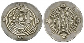Tabaristan, AR 1/2 Dirhem 132 AH 

 Tabaristan , under the Abbasids. AR 1/2 Dirhem (23-24 mm, 1.93 g), 120 AH = 771 AD.
Obv. Crowned Sasanian-style...