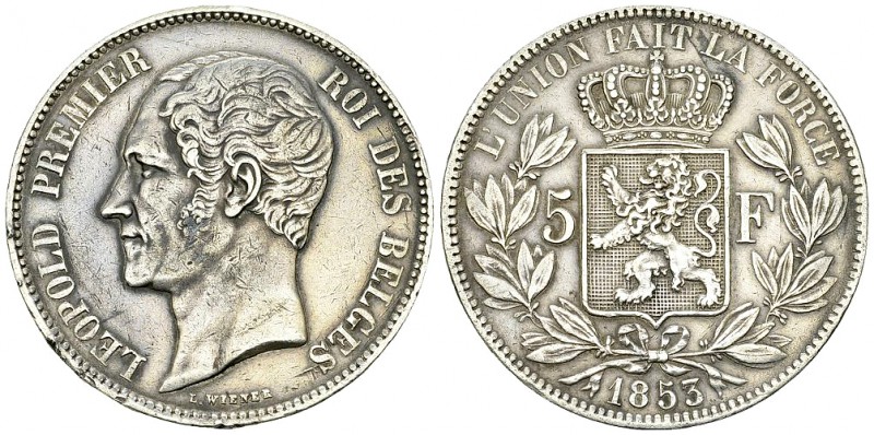 Leopold I, AR 5 Francs 1853 

Belgiuque, Royaume. Léopold Ier (1831-1865). AR ...