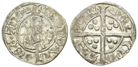 Aquitaine, AR Esterlin, Limoges 

France, Aquitaine. Edouard , le Prince Noir (1362-1372). AR Esterlin (19 mm, 1.22 g), Limoges.
Elias 192.

TTB.