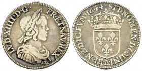 Louis XIV, AR 1/4 Ecu à la mèche courte 1644 A, Paris 

France, Royaume. Louis XIV (1643-1715). AR 1/4 Ecu à la mèche courte 1644 A (27 mm, 6.64 g),...