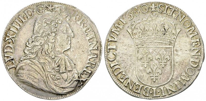 Louis XIV, AR Ecu du parlement 1680 L, Bayonne 

France, Royaume. Louis XIV (1...