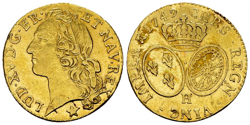 Louis XV, Louis d'or au bandeau 1749 H, La Rochelle 

France, Royaume. Louis X...