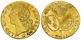 Louis XV, Louis d'or au bandeau 1749 H, La Rochelle 

France, Royaume. Louis XV (1715-1774). AV Louis d'or au bandeau 1749 H (23 mm, 7.51 g), La Roc...