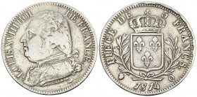 Louis XVIII, AR 5 Francs 1814 Q, Perpignan 

France, Royaume. Louis XVIII. (1814-1824).1ère restauration (1814-1815). AR 5 Francs 1814 Q (37 mm, 24....