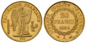 France, AV 20 Francs 1886 A, Paris 

France, IIIème République (1871-1940). AV 20 Francs 1886 A (6.45 g), Paris. Génie.
Gad. 1063.

Pratiquement ...