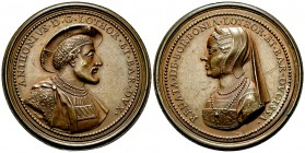 France, AE Médaille c. 1728 

France. Antoine de Lorraine et Renée de Bourbon . AE Médaille s.d. (47 mm, 54.31 g), Nancy, c.1728.
Av. ANTHONIVS. D....