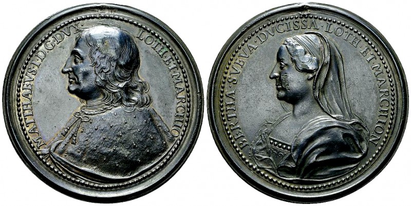 France, AE Médaille c. 1728 

France. Mathieus Ier et Berthe . AE Médaille s.d...