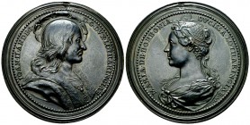 France, AE Médaille c. 1728 

France. Jean II et Marie de Bourbon . AE Médaille s.d. (47 mm, 40.87 g), Nancy, c.1728.
Av. IOAN II ANDEG D G DVX LOT...