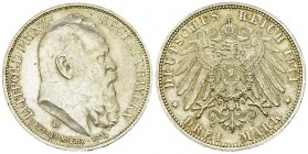 Bayern, AR 3 Mark 1911 D 

Deutschland, Bayern . Prinzregent Luitpold (1886-1912). AR 3 Mark 1911 D (33 mm, 16.67 g).
AKS 206.

Vorzüglich bis un...