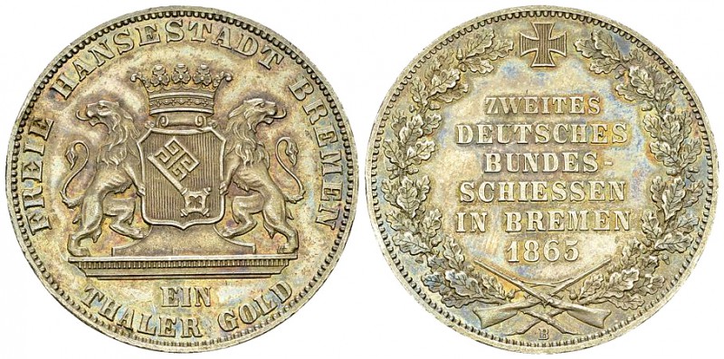 Bremen, AR Vereinstaler 1865 B 

Deutschland, Freie Hansestadt Bremen . AR Ver...