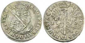 Friedrich III, AR 18 Groschen 1699 

Preussen. Friedrich III. (1688-1701). AR 18 Groschen 1699 (28 mm, 6.00 g), Königsberg.
KM 611.

Sehr schön....