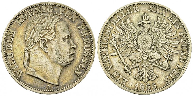 Preussen, AR Vereinstaler 1866 A 

 Deutschland, Preussen . Wilhelm I. AR Vere...
