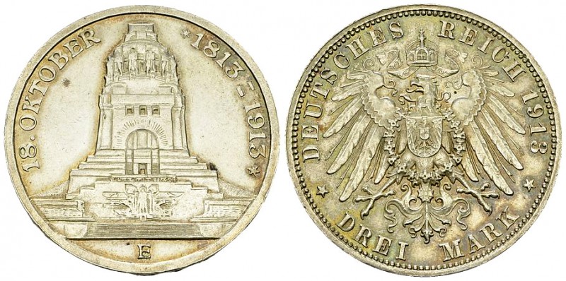 Sachsen, AR 3 Mark 1913 E 

Deutschland, Sachsen . AR 3 Mark 1913 E (33 mm, 16...