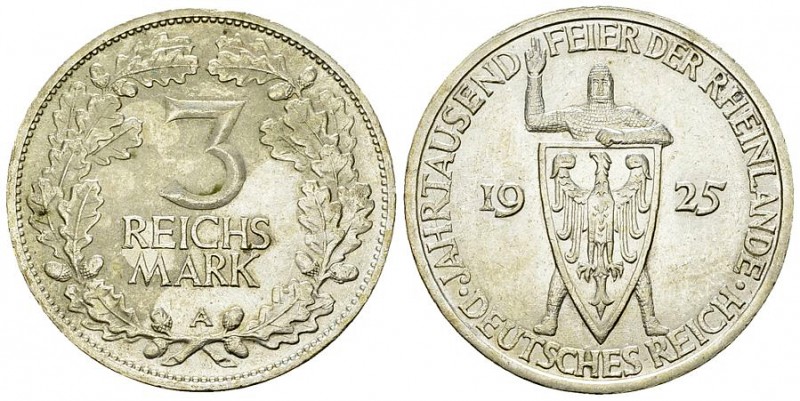 Weimarer Republik, AR 3 Reichsmark 1925 A 

Deutschland, Weimarer Republik . A...