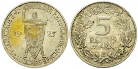 Weimarer Republik, AR 5 Reichsmark 1925 E 

Deutschland, Weimarer Republik . AR 5 Reichsmark 1925 E (36 mm, 24.48 g), auf die Jahrtausendfeier der R...