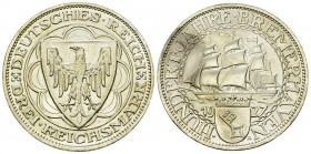 Weimarer Republik, AR 3 Reichsmark 1927 A, Bremerhaven 

Deutschland, Weimarer Republik . AR 3 Reichsmark 1927 A (15.05 g). Bremerhaven.
AKS 75.
...