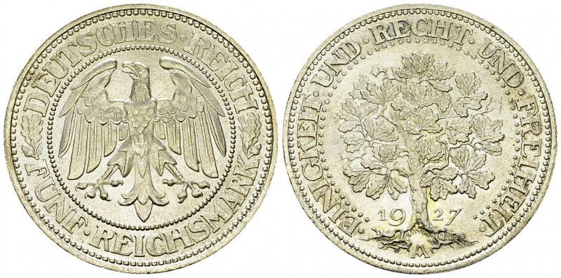 Weimarer Republik, AR 5 Reichsmark 1927 A, Eichbaum 

Deutschland, Weimarer Re...